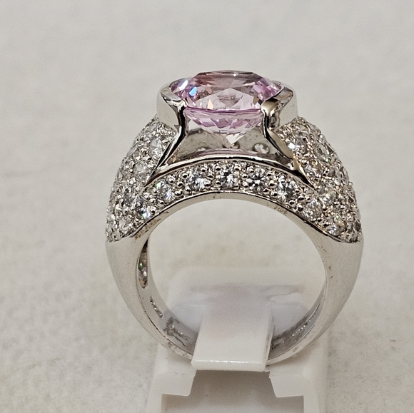Victoria Wieck Pink Sapphire & Diamond Simulant Sterling Silver Ring Sz 6. - Picture 6 of 11